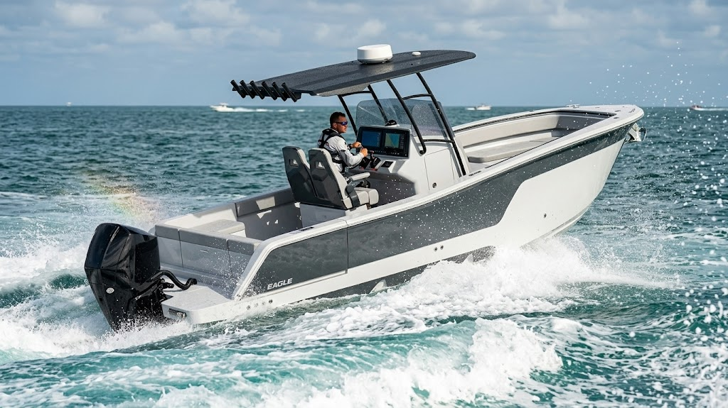 Eagle 25 underway at speed in open water